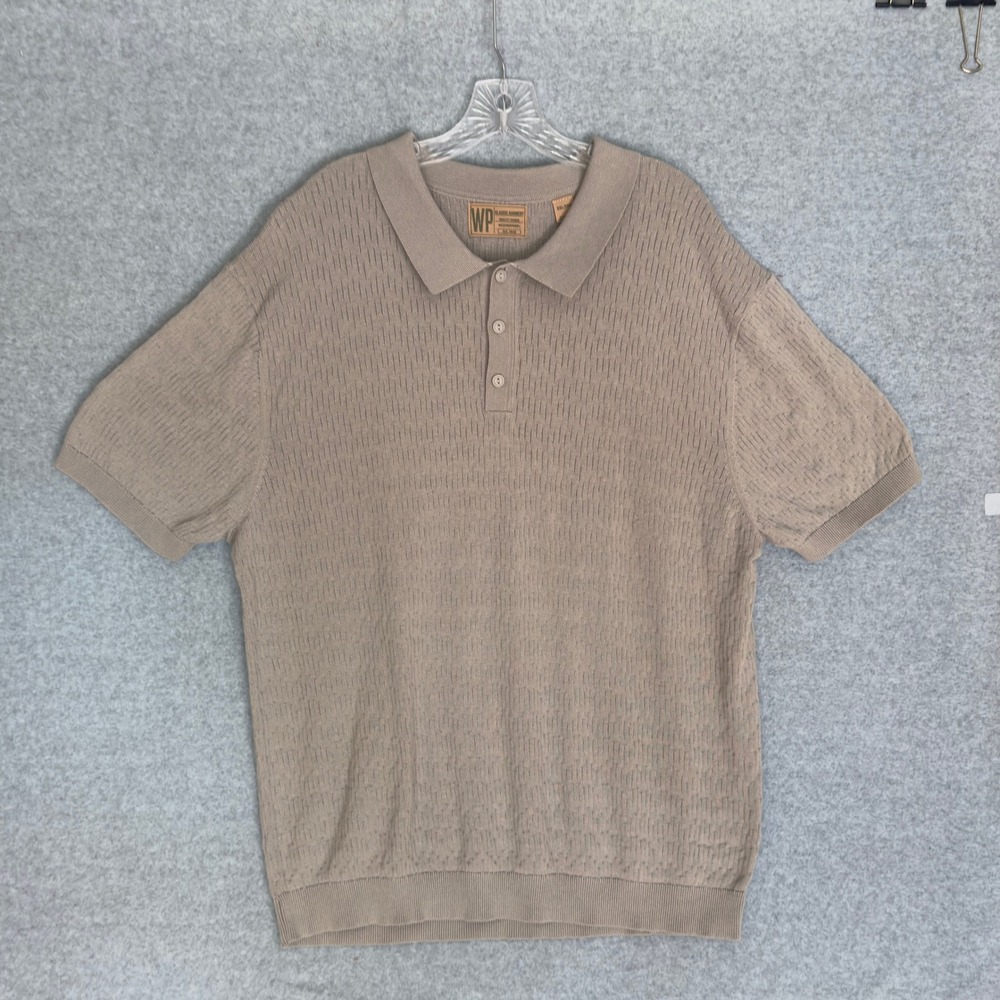 NEW! Weatherproof Polo Mens XXL Vintage Khaki Textured Knit Short Sleeve NWT